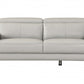 87" Light Gray Italian Leather Sofa With Silver Legs