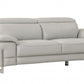 87" Light Gray Italian Leather Sofa With Silver Legs
