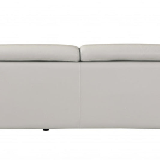 87" Light Gray Italian Leather Sofa With Silver Legs