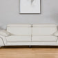 87" White Italian Leather Sofa With Silver Legs