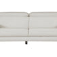 87" White Italian Leather Sofa With Silver Legs