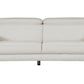 87" White Italian Leather Sofa With Silver Legs