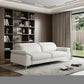 87" White Italian Leather Sofa With Silver Legs