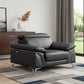 51" Blue And White Genuine Leather Chair and a Half