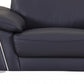 51" Blue And White Genuine Leather Chair and a Half