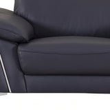 51" Blue And White Genuine Leather Chair and a Half