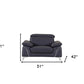 51" Blue And White Genuine Leather Chair and a Half
