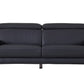 87" Blue Italian Leather Sofa With Silver Legs