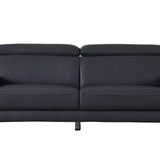 87" Blue Italian Leather Sofa With Silver Legs