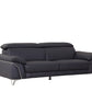 87" Blue Italian Leather Sofa With Silver Legs