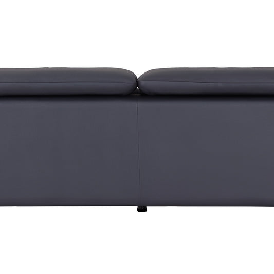 87" Blue Italian Leather Sofa With Silver Legs