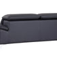 87" Blue Italian Leather Sofa With Silver Legs