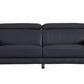 87" Blue Italian Leather Sofa With Silver Legs