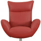 37" Red And Silver Genuine Leather Swivel Lounge Chair