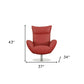 37" Red And Silver Genuine Leather Swivel Lounge Chair