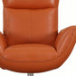37" Orange And Silver Genuine Leather Lounge Chair