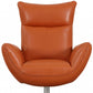 37" Orange And Silver Genuine Leather Lounge Chair