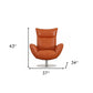 37" Orange And Silver Genuine Leather Lounge Chair