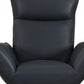 37" Blue And Silver Genuine Leather Lounge Chair