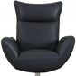 37" Blue And Silver Genuine Leather Lounge Chair