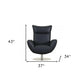 37" Blue And Silver Genuine Leather Lounge Chair