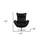 37" Black And Silver Genuine Leather Lounge Chair