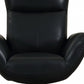 37" Black And Silver Genuine Leather Lounge Chair