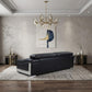 92" Black Italian Leather Sofa With Silver Legs