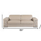 89" Beige Italian Leather Sofa With Silver Legs