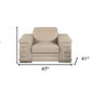 47" Beige And Silver Faux Leather Club Chair