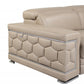 47" Beige And Silver Faux Leather Club Chair