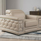 47" Beige And Silver Faux Leather Club Chair