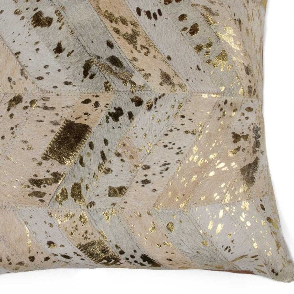 18" Black and Silver Cowhide Throw Pillow