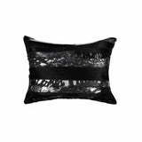 12" X 20" Black and Silver Cowhide Throw Pillow
