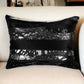 12" X 20" Black and Silver Cowhide Throw Pillow