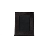 4" x 6" Black Cowhide Picture Frame with Mat