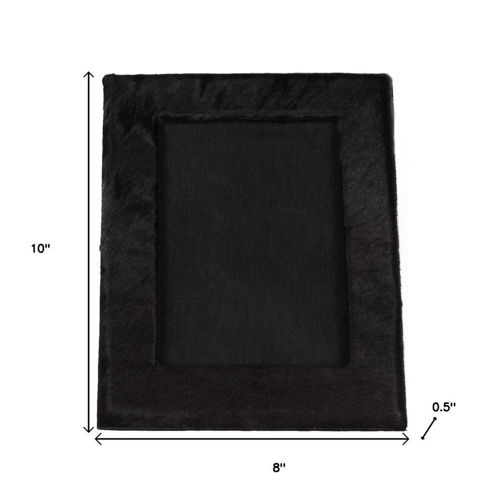 5" x 7" Black Cowhide Hanging & Tabletop Picture Frame with Mat