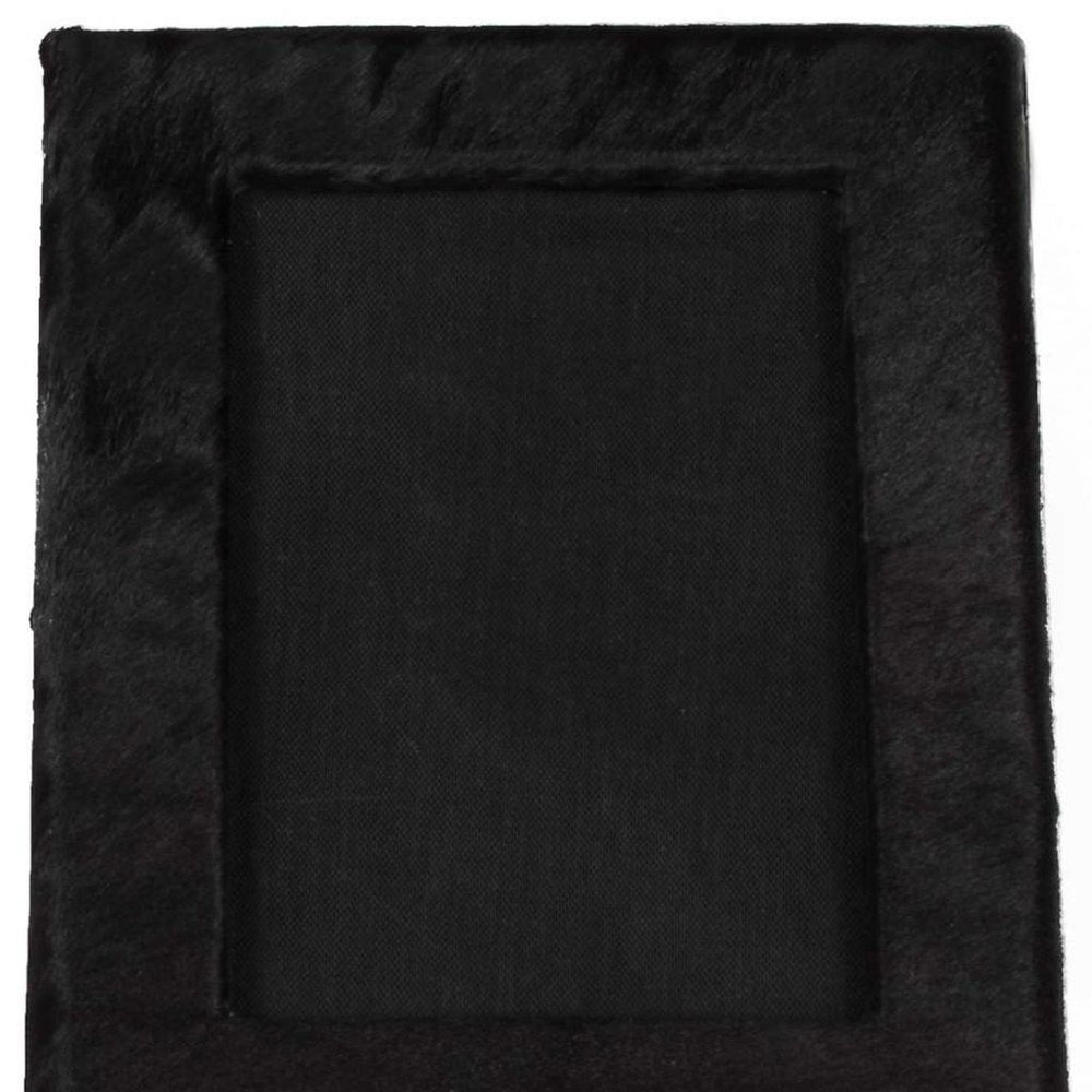 5" x 7" Black Cowhide Hanging & Tabletop Picture Frame with Mat
