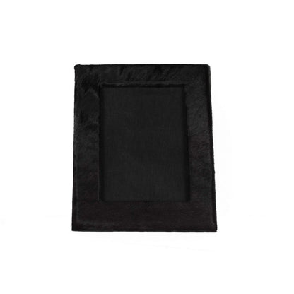 5" x 7" Black Cowhide Hanging & Tabletop Picture Frame with Mat