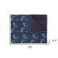 50" X 70" Blue and Gray Kantha Cotton Paisley Throw Blanket with Embroidery