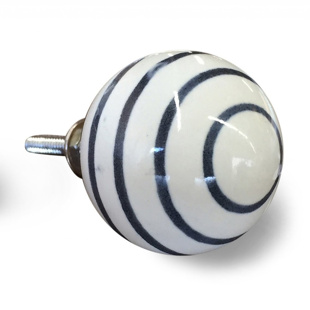 1.5" X 1.5" X 1.5" White Blue Black Handpainted Ceramic  Knobs 8 Pack