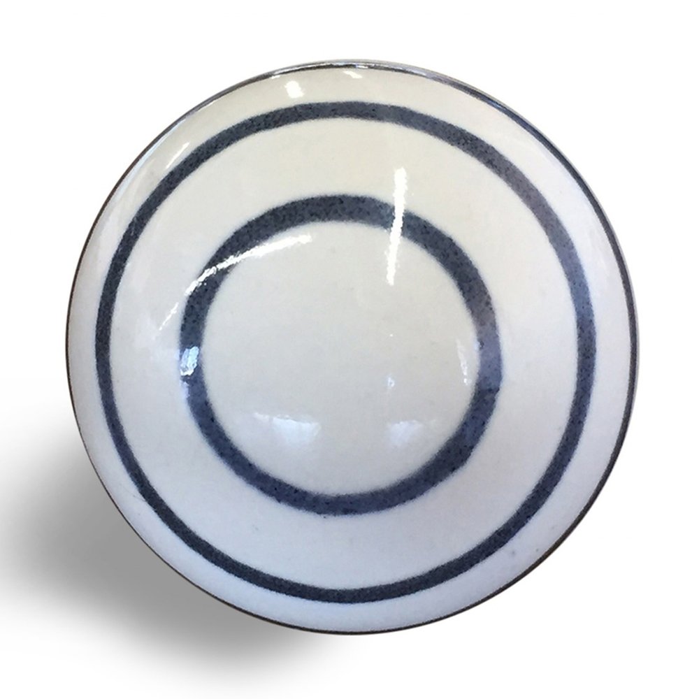 1.5" X 1.5" X 1.5" White Blue Black Handpainted Ceramic  Knobs 8 Pack