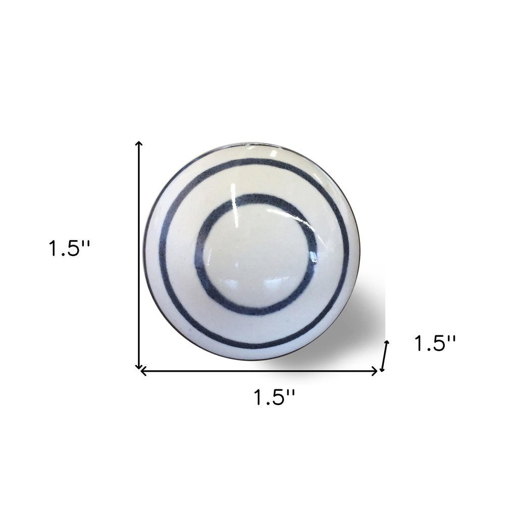 1.5" X 1.5" X 1.5" White Blue Black Handpainted Ceramic  Knobs 8 Pack