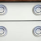 Set of Eight Turquoise And Red Geometric Ceramic Drawer Pull Knobs