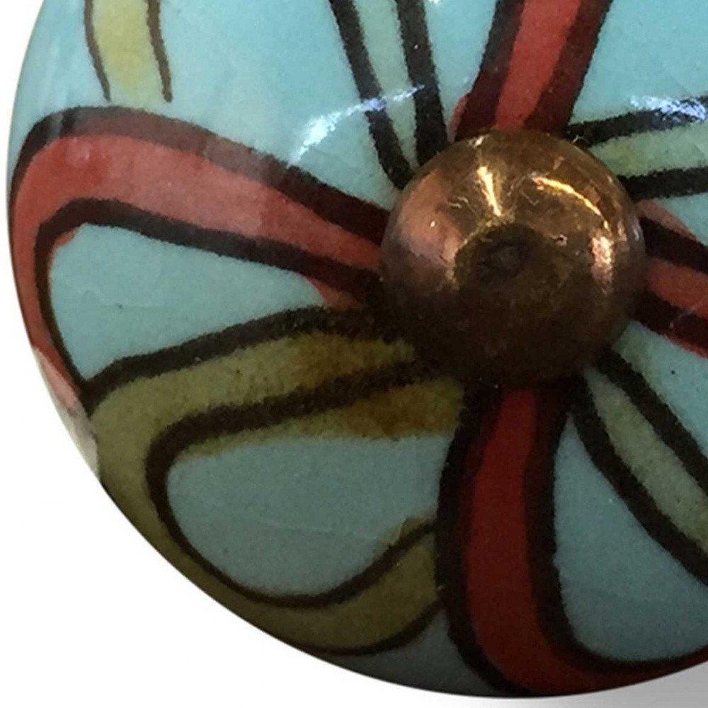 1.5" X 1.5" X 1.5" White Blue Black Handpainted Ceramic  Knobs 8 Pack