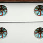 Set of Eight White And Navy Blue Geo Lines Ceramic Drawer Pull Knobs