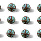 Set of Twelve Turquoise And Red Geometric Ceramic Drawer Pull Knobs