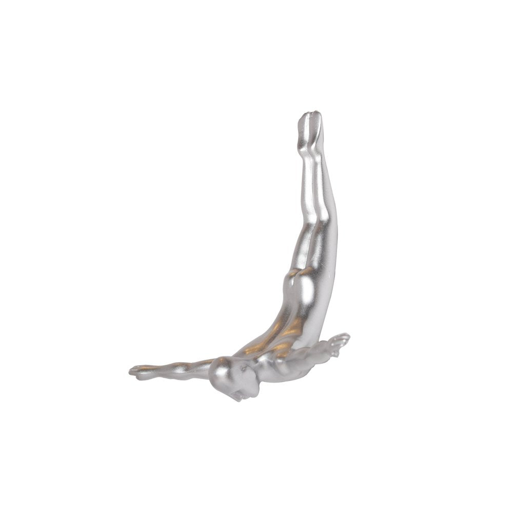 7" X 7" Black Resin Diving Man Hanging Dimensional Sculpture