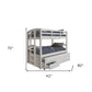 White Twin Solid Wood Bunk Bed With Trundle And Storage