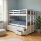 White Twin Solid Wood Bunk Bed With Trundle And Storage